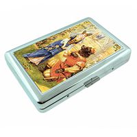 Perfection In Style Metal Silver Cigarette Case Vintage Fairy Tale Design 005