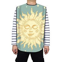 FUSHIDA Adult Bib, Water Resistant PVC Bibs for Elderly, 100% Printing Cotton Cloth Cover for Men & Women Eating, Adjustable Strap Bibs with Golden Sunflower(FYH655)