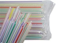 Fat Drinking Straw for Boba or Rehab Clear with Color Stripe (40)