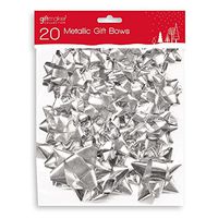 20 x Mixed Size Metallic Christmas Birthday Wrapping Gift Bows Gold Red or Silver, Silver