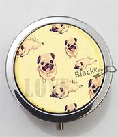 BlackKey Pug Dog 3-Compartment Decorative Pocket Gift Box Case Organizer for Pill, Color 1 -2330