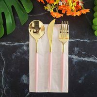 Disposable Tableware, Party Plastic Cutlery Set Knieves Forks Spoons Disposable Plastic Tableware, Plastic Cutlery Spoon Gold-Plated Silver-Plated Black Three-Piece Disposable Tableware Set