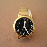 Unisex Low Vision Watch Gold Tone Black Face