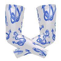 LEVEIS Blue Marine Anchors Nautical Arm Sleeves UV Protection for Men Women Sunblock Protective Gloves Running Golf Cycling Driving Long Arm Cover 1 Pair