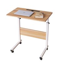 DlandHome 23.6 Inches Medium Size Mobile Side Table, Adjustable Movable w/Tablet Slot & Wheels, Portable Laptop Stand for Bed Sofa, D-05#3-60O, Oak, 1 Pack