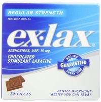 Ex-Lax Regular Strength Stimulant Laxative Chocolated Pieces, 24 count