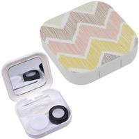 Portable Contact Lens Case Box Travel Kit Mirror + Bottle + Tweezers Container Holder [ Chevron Zigzag Ornament ]