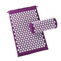 HOUMU SHOP Portable Folding Acupuncture Massage Yoga mat, Acupressure Cushion Acupuncture Pillow, for Back/Neck Pain Relief and Muscle Relaxation Finger pad,Purple