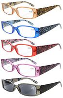 Eyekepper 5 Pairs Tiger Pattern Design Reading Glasses for Women Reading Inlcude Reader Sunglasses +2.75 Reading Eyeglasses