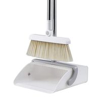 Broom and Dustpan Rotatable Non-Stick Hair Extra Long Handle Broom Set Stainless Steel Rod Non-Slip Handle Soft Brush Broom and Dustpan Used for Room Garden Lobby