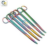 G.S Set of 5 Multi Titanium Color Rainbow METZENBAUM Scissors 5.5" Curved Stainless Steel Best Quality