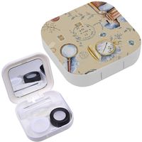 Portable Contact Lens Case Box Travel Kit Mirror + Bottle + Tweezers Container Holder [ Vintage Smoking Pipe ]