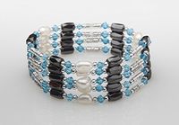 Light Blue Crystal & Fresh Water Pearl Magnetic Therapy Wrap 36"