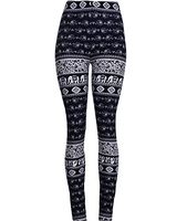 H.coosy practical;cozy small elephant printed high elastic leggings plus cashmere trousers Dark blue L