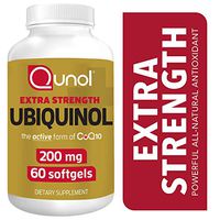 Qunol 200mg Ubiquinol, Powerful Antioxidant for Heart and Vascular Health, Essential for energy production, Natural Supplement Active Form of CoQ10, 60 Count