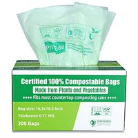 Primode 100% Compostable Bags, 2.6 Gallon (9.84L) Food Scraps Yard Waste Bags, 300 Count, Extra Thick 0.71 Mil. ASTM D6400 Compost Bags Small Kitchen Trash Bags, Certified by BPI & TUV HOME OK Compost
