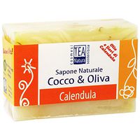 TEA NATURA - Natural Soap Coconut, Olive and Calendula Oil - Perfect for Face, Hands and Body - Soothing and Anti-reddening properties - Vegan - 100 g