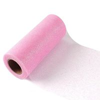 OurWarm Light Pink Glitter Tulle Roll 6"x 25 Yards(75FT) Tutu Wedding Gift Bow Carft Wedding Decor
