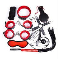 GLUSa 10Pcs Women Couples Game with Soft Leather Adjustable Handcuffs Wrist Ankle Cuffs Jeans