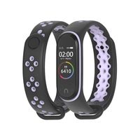 Mijobs Mi Band 3 Strap, Replacement Wristband for Xiaomi Mi Band 4 Sport Version Soft Silicone Wrist Strap Anti-Lost Perforation Double-Color Waterproof Replacement Wristband Strap (Black and Purple)
