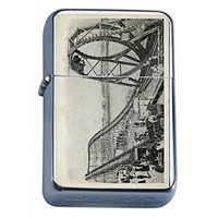 Perfection In Style Silver Flip Top Oil Lighter Vintage Roller Coasters Design 001