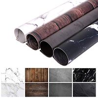 Selens 22x35.4 Inch (56x90cm) 2 in 1 Seamless Retro Wood Background Wooden Wall Texture marble Photo Backdrop Paper for Picture Photography Props, Double Sided Pattern (4 Pack)