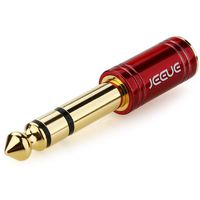 JEEUE 1/4" to 3.5mm Headphones Adapter for Audio Connector Cables, Upgrade 6.35mm(1/4") Male - 3.5mm Female Socket Stereo Pure Copper Jack Adaptor Bring You Professional Sound (RED-1PCS)