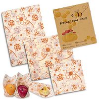 Beeswax Food Wraps Reusable,Eco Friendly, Sustainable, Zero Waste, Plastic-Free Alternative for Food Storage -Sandwich Wrappers - Bees Wax Cling Wrap,1 Small, 1 Medium, 1 Large