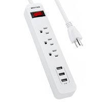 BESTTEN 3-Outlet Surge Protector Power Strip with 3 USB Charging Ports (3.1A), 3-Foot Extension Cord, ETL Certified, White