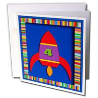 3dRose Rocket Four - Greeting Cards, 6 x 6 inches, set of 6 (gc_16298_1)