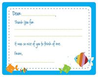 Under The Sea Fill-in Thank You Note Cards for Kids, 5.5" X 4.25" Notecards with White Envelopes