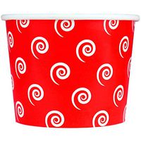 Valentine's Day Red Paper Ice Cream Cups - 12 oz Swirls and Twirls Dessert Bowls - Perfect For Your Yummy Foods! Many Colors & Sizes - Frozen Dessert Supplies - 100 Count