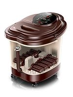 GJJ Foot Tub, Automatic Massage Footbath, Electric Heated Foot Bath Machine, Deep Barrel Small Household Pedicure Machine,Brown,A