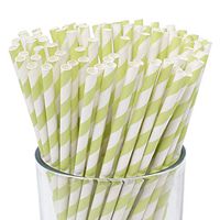 Just Artifacts 100pcs Premium Biodegradable Striped Paper Straws (Striped, Pistachio)