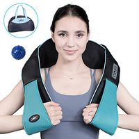 Shiatsu Neck and Shoulder Massager with Heat, Deep Tissue 3D Electric Kneading Pillow Massager for Neck Back Shoulder Muscle Pain Relief, Office Home Car Use, with Spiky Massage Ball