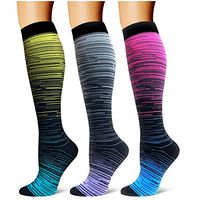 Compression Socks,(3 Pairs) Compression Sock Women & Men - Best Running, Athletic Sports, Crossfit, Flight Travel (Multti-colors24, Large/X-Large)