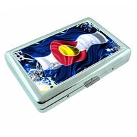 Perfection In Style Metal Silver Cigarette Case Colorado Flag Design 004