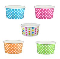 Black Cat Avenue Paper Ice Cream Cups, Polka Dot, Mix, 6 Ounce, 50 Count