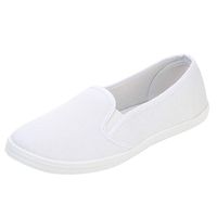 Goddessvan Womens Slip-on Midi Skate Shoes Casual Versatile Comfortable Canvas Flat Casual Shoes White