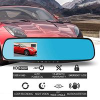 Backup Camera 2.8" Mirror Dash Cam with Card Reader,Unine HD 1080P HD Car DVR Rear Front View Video Recroder with Motion Detection/G-Sensor/Parking Monitoring/Loop Recording/Night Vision