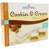 NutriWise - Divine Cookies & Cream Diet Protein Bar | Low Sugar, Low Net Carbs, High Fiber, Chol Free, Gluten Free (7/Box)