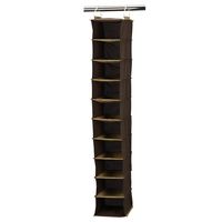 Household Essentials 66032 Hanging Shoe Storage Organizer for Closets with 10 Pocket, Coffee Linen