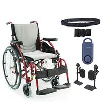 S-Ergo 125 Ergonomic Wheelchair | Seat Size 16" X 17" | Flip-Back Armrest | Upgraded to Elevating Legrests | Frame Color Red & Free 130 dB Matte Blue Safety Alarm! + Black Belt!