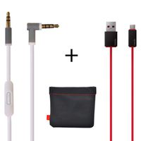 Original Replacement AUX Audio Cable Cord for Beats by Dre Headphones Solo2/3/Studio/Pro/Wireless with Mic White(Discontinued by Manufacturer) + Replacement Charger Cable for Beats by Dr Dre and Pill