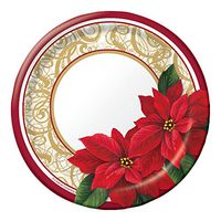 Sturdy Style Paper Dessert Plates, Poinsettia Lace, 8-Count