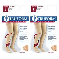 Truform Compression 30-40 mmHg Thigh High Dot Top Stockings Beige, X-Large, 2 Count