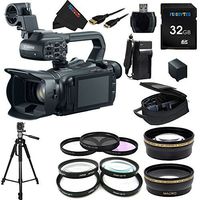 Canon XA20 Professional Camcorder - 8453B002 + Pixi-Essential Accessory Bundle - Features: 32GB High Class Memory Card + 72 inch Heavy Duty Tripod + (2) Replacement Battery & Charger + 9 Attachment Lenses + Deluxe Rugged Camcorder Case