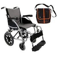 Karman S-Ergo 115 Ergonomic Transport Wheelchair | S-Style Seat Size 20" X 17" | Standard Swing Away Legrest | Frame Color - Pearl Silver & Free Black Bag with Trim!