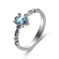 GerTong 1 PCS Luxury Women's Ring Elegant Blue Zircon Diamond Sparkly Rings Anniversary Engagement Ring Jewelry Gifts for Women Lady Girls