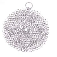 Rape Flower Stainless Steel 316 Cast Iron Cleaner Brush Scrubber for Cast Iron Pan Cast (B)